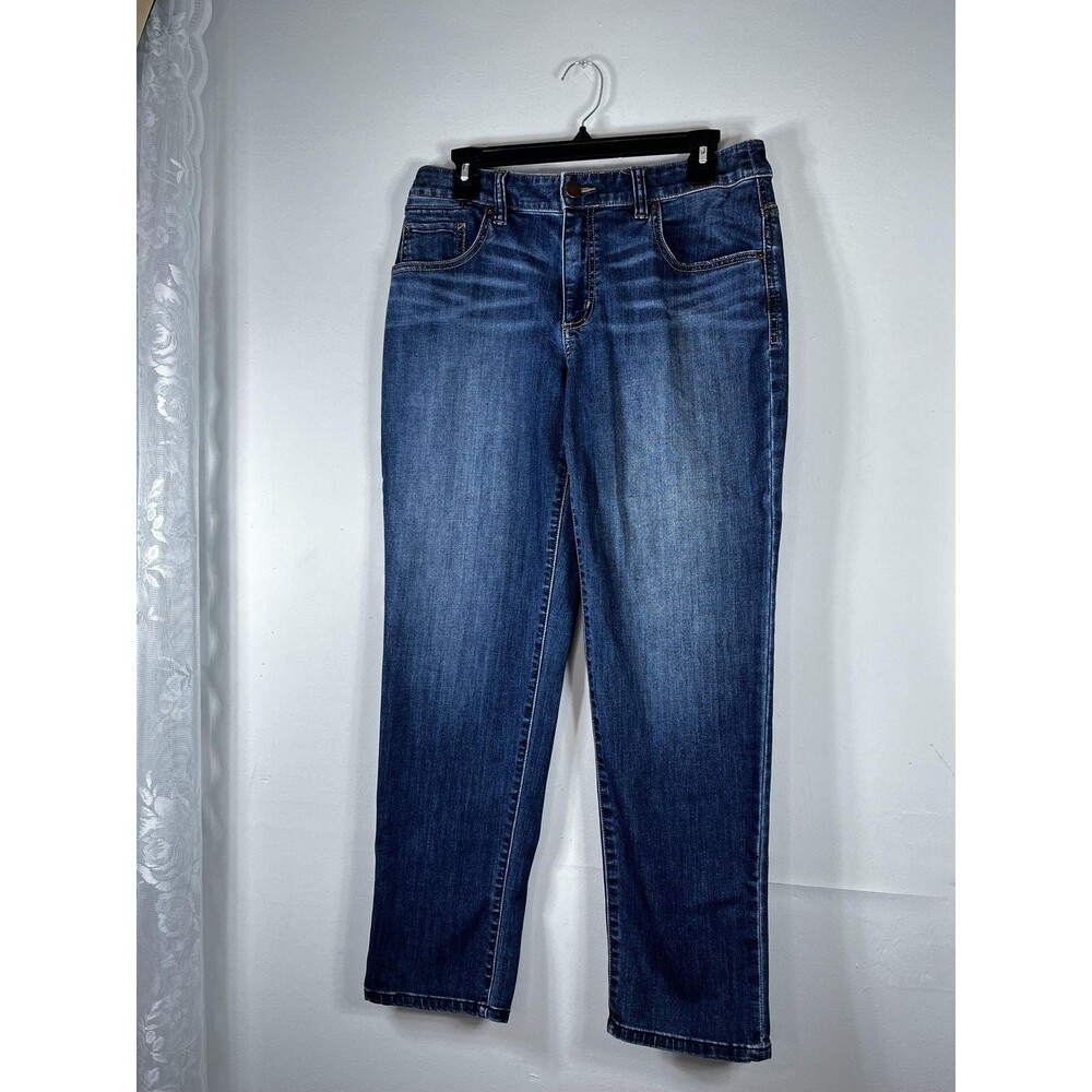 Chico's Platinum Jeans Womens 0.5 Blue Medium Wash Straight Stretch Denim